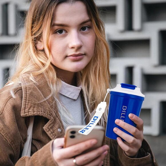 Insulated Water Bottle, 12 oz Vacuum Cup Coffee Mug w Lid Stainless Steel - Picture 6 of 7